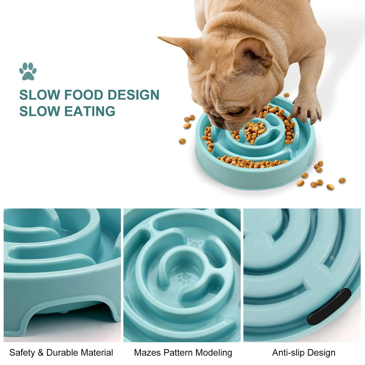 Anti-Gulping Slow Feeder Bowl for Dogs and Cats
