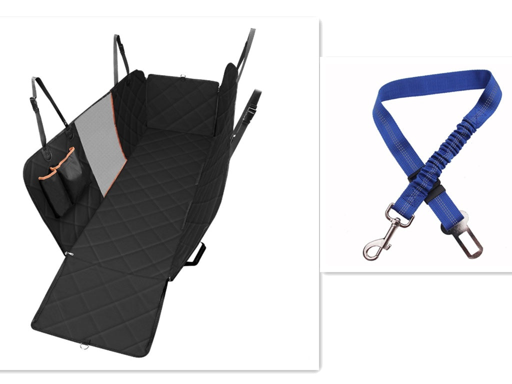 Dog Car Seat Cover with Mesh Window Zipper and Pocket