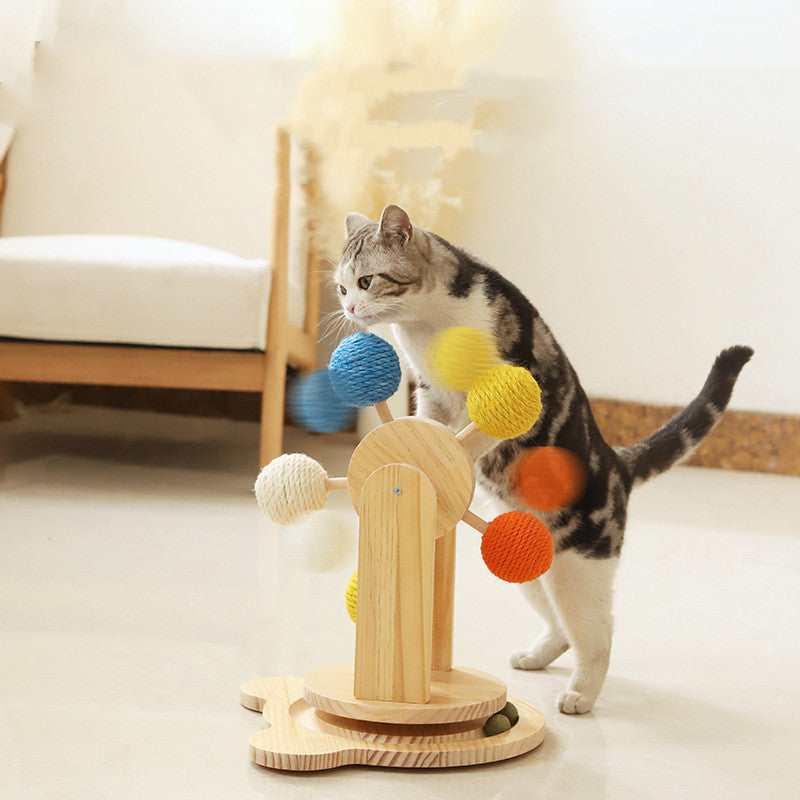 Wood Rotary Cat Scratch Board Toy