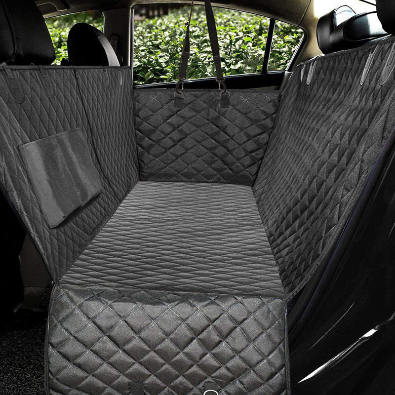 Dog Car Seat Cover with Mesh Window Zipper and Pocket