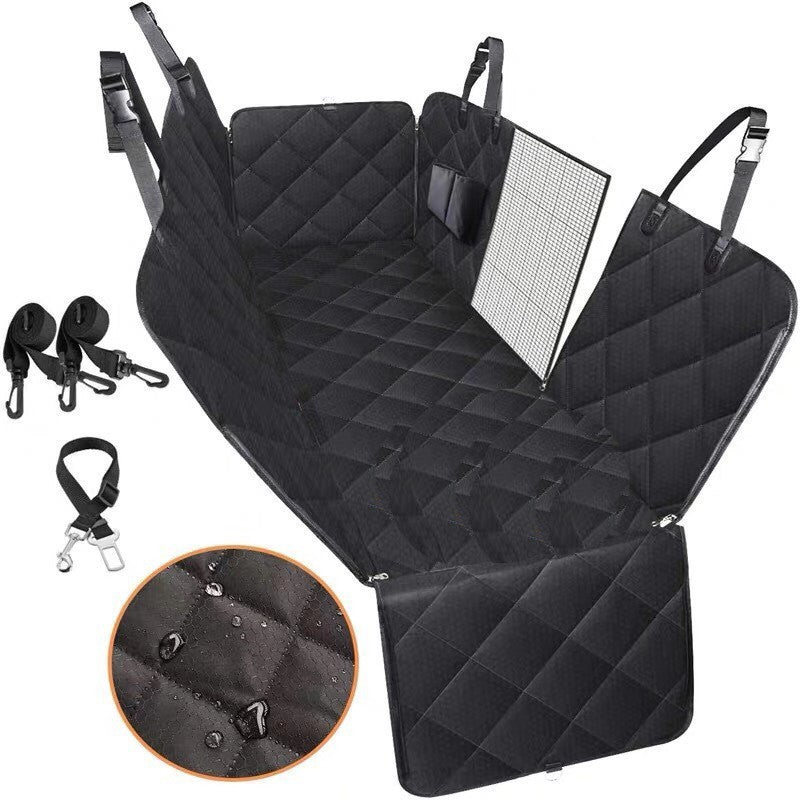 Dog Car Seat Cover with Mesh Window Zipper and Pocket