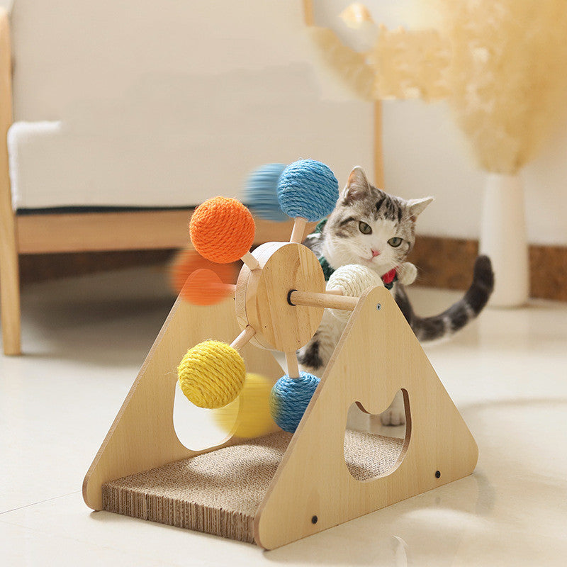 Wood Rotary Cat Scratch Board Toy